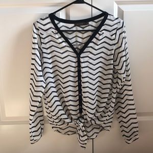 The Limited black & white front tie top